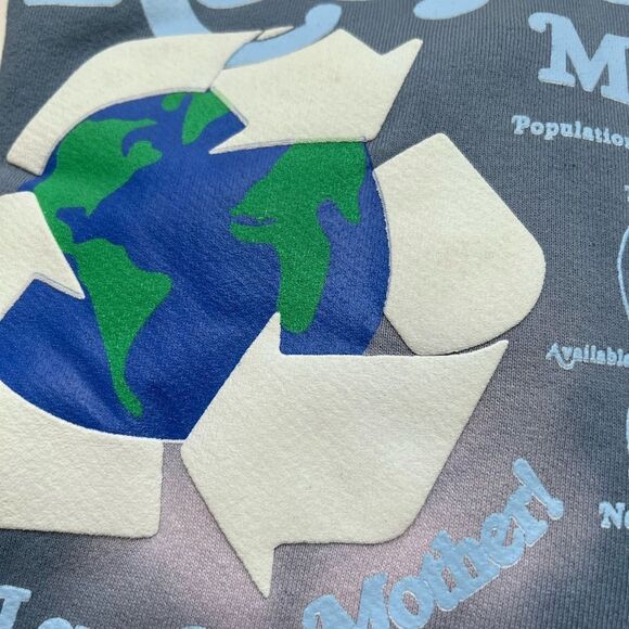 Madhappy Limited Edition Recycle Earth Day Fleece Crewneck Hand Dye Blue Medium - Picture 8 of 9